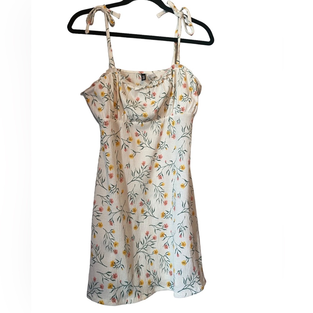 Divided Cream Floral Ruffled Sundress